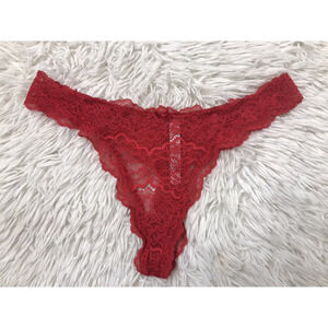 RED Victoria's Secret DREAM ANGELS Lace Bow thong Panty Sz Medium